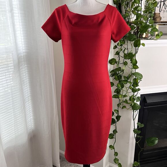 Haute Monde Red Off Shoulder Form Fitting Pencil Dress - Size XL - Picture 1 of 7